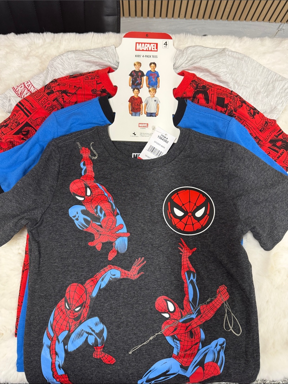 Marvel Kids Spider-Man Tee Pack - Red, Blue, Gray, Black